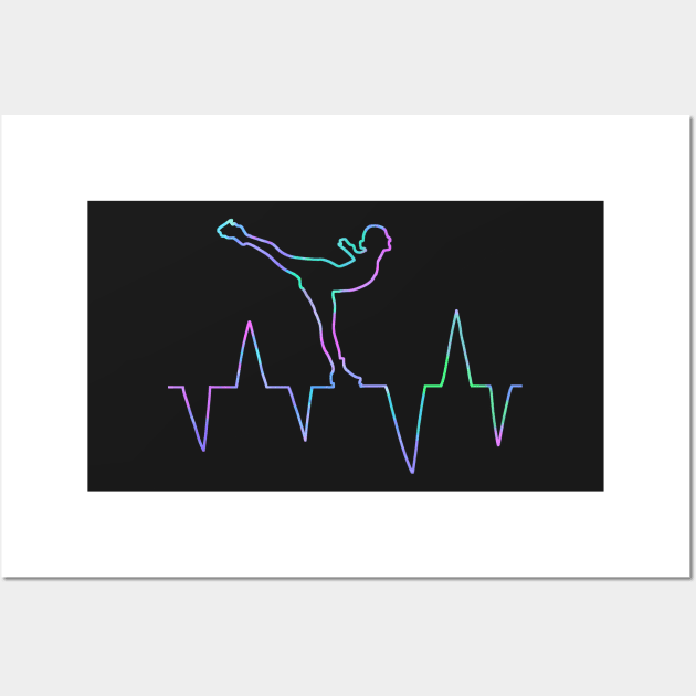 Neon ice skater heartbeat Wall Art by Becky-Marie
